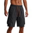 thumbnail image 2 of Beach Shorts for Men Summer Casual Elastic Waist Straight Leg Loose Fit Knee Length Cargo Shorts with Pockets, 2 of 6