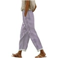 thumbnail image 2 of Dasayo Loose Pants for Women Trendy Elastic Waist Purple Chinos Cotton Slacks Casual Comfy Striped Trousers for Women S, 2 of 5