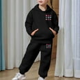 thumbnail image 5 of WMQPNNS Girls Boys 2 Piece Outfits Sweatsuit Pullover Hoodie and Sweatpants Casual Pants Set Kids Tracksuit with Pockets(Size 12-13 Years, Black), 5 of 7