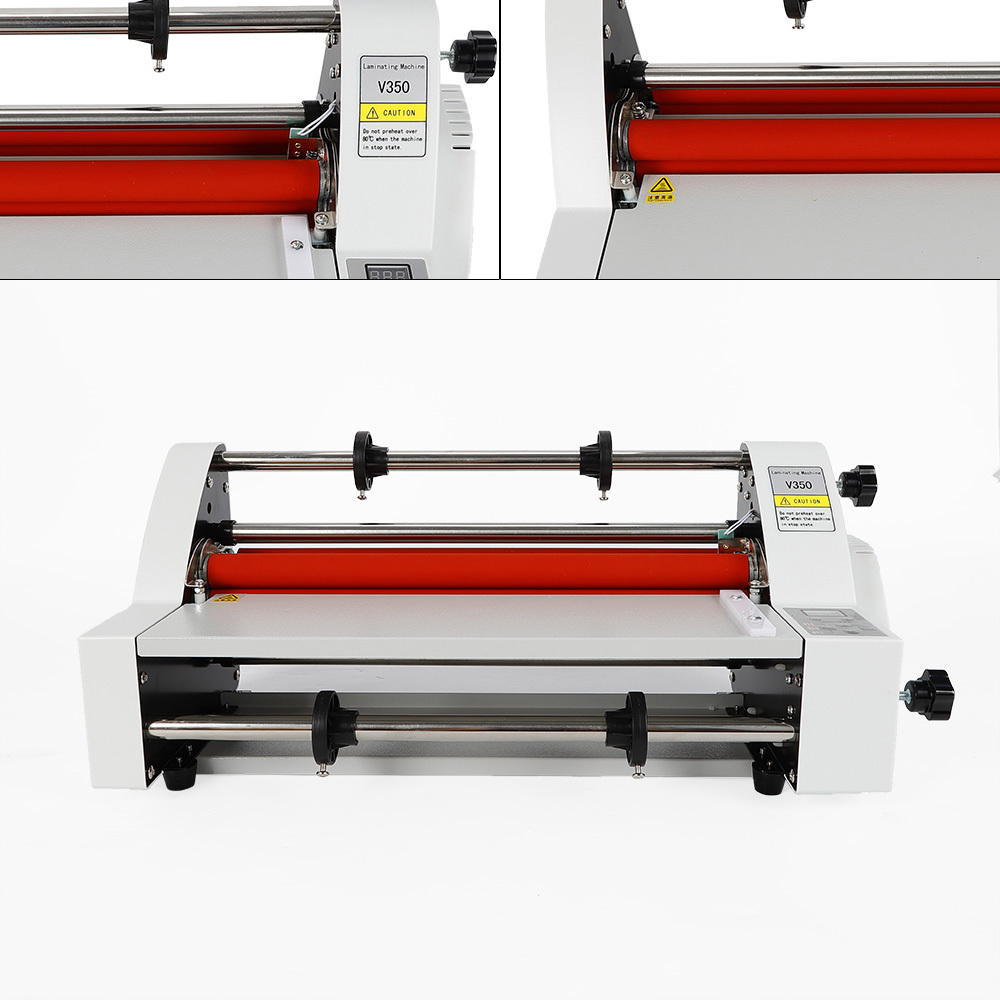 13inch Hot Cold Roll Laminator Laminating Machine+Single&Doubel Sides Laminating for Cross-patterned Films