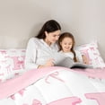 thumbnail image 4 of Castle Fairy Pink Bow Letter H Bedding Comforter Set 7 Pieces for Girls,Ribbon Bowknots Full Bedding Set,Pink Reversible, 4 of 7