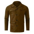 thumbnail image 5 of Kureaily Men Solid Color Lapel Button Cardigan Jacket European And Pocket Velvet Casual Loose Long Sleeved Jacket, 5 of 5