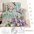 thumbnail image 5 of Purple Floral Blossom Blanket Soft Cozy Warm Throw Blanket for Couch, Plush Fuzzy Flannel Fleece Blankets for Sofa, Spring Rustic Bird Botanical Bed Blankets Lightweight Gifts for Women, 50"x80", 5 of 9