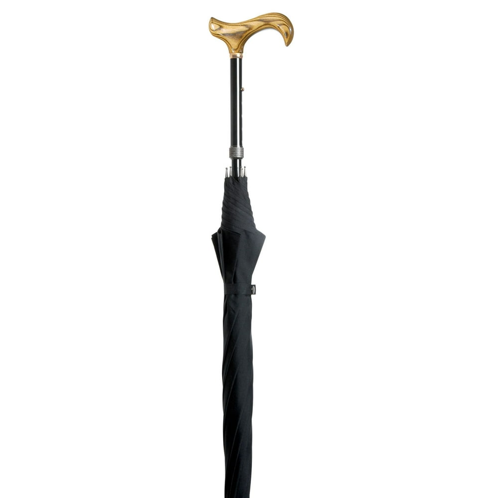 Derby Handle Umbrella Walking Cane in Black and Adjustable in Height
