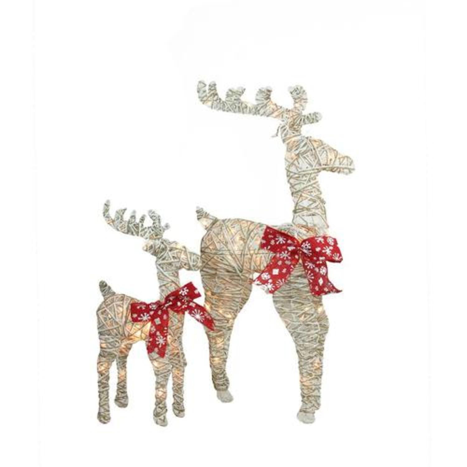 Set Of 2 Sparkling Standing Reindeer Christmas Outdoor Decorations