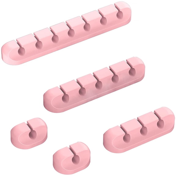 Desk Accessories for Charging Organizer - 5 Packs Grey Computer Desk Accessories and Adhesive Cord Organizer for Cable Holder Cleans Up Messy Wires at Home, Car and Office