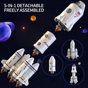 Space Rocket Toys for 3 4 5 6 7 8 9 Years Old Kids Science Educational Toys 5-in-1 STEM Aerospace Toy with 2 Astronauts, Projection Lamp, Space Toys Gift for Boys Girls 3+