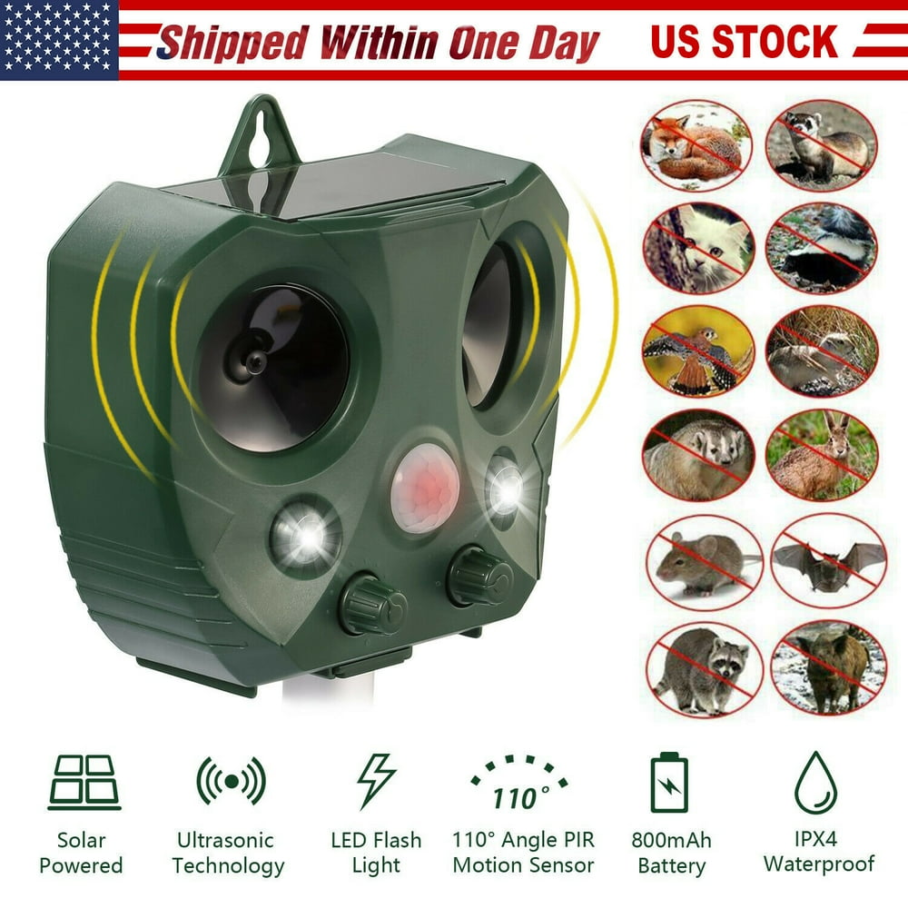 Outdoor Solar Ultrasonic Power Pest Animal Repeller Repellent Garden