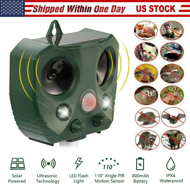 Outdoor Solar Ultrasonic Power Pest Animal Repeller Repellent Garden