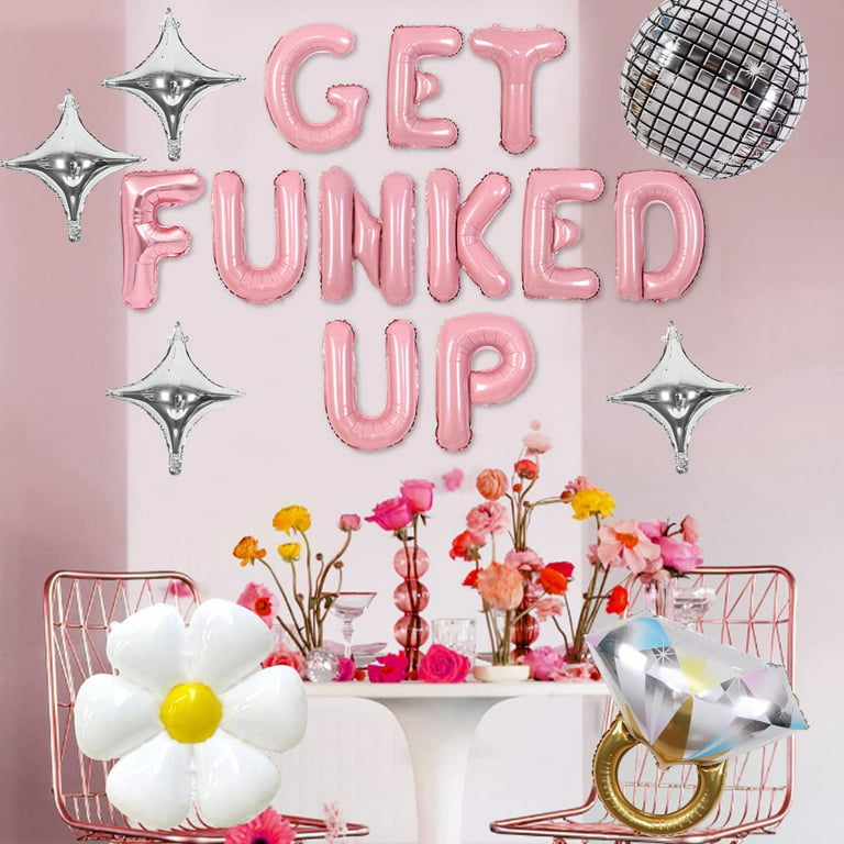 Hippie Bachelorette Party Decorations, Pink Get Funked Up Balloon ...