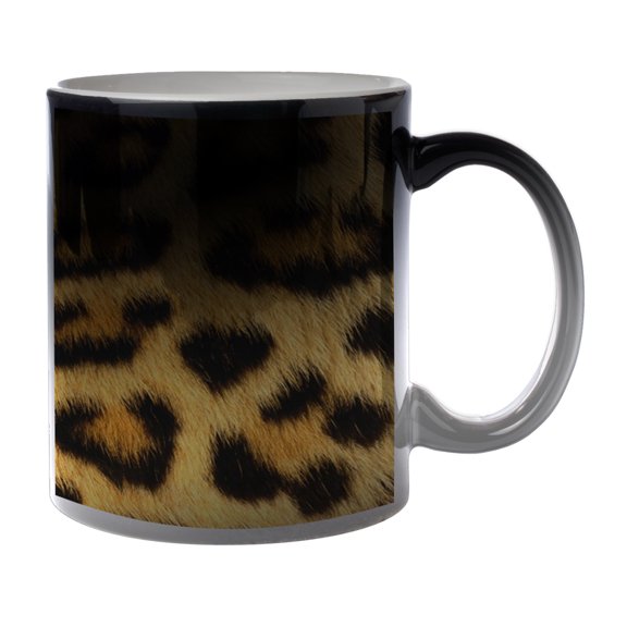 KuzmarK Black Heat Morph Color Changing Coffee Cup Mug 11 Ounce - Leopard