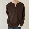 thumbnail image 1 of pstuiky camisetas de manga larga para hombre, Camisas casuales de manga larga con cuello en V y color liso para hombre tops de invierno para hombre xxxl, 1 of 4