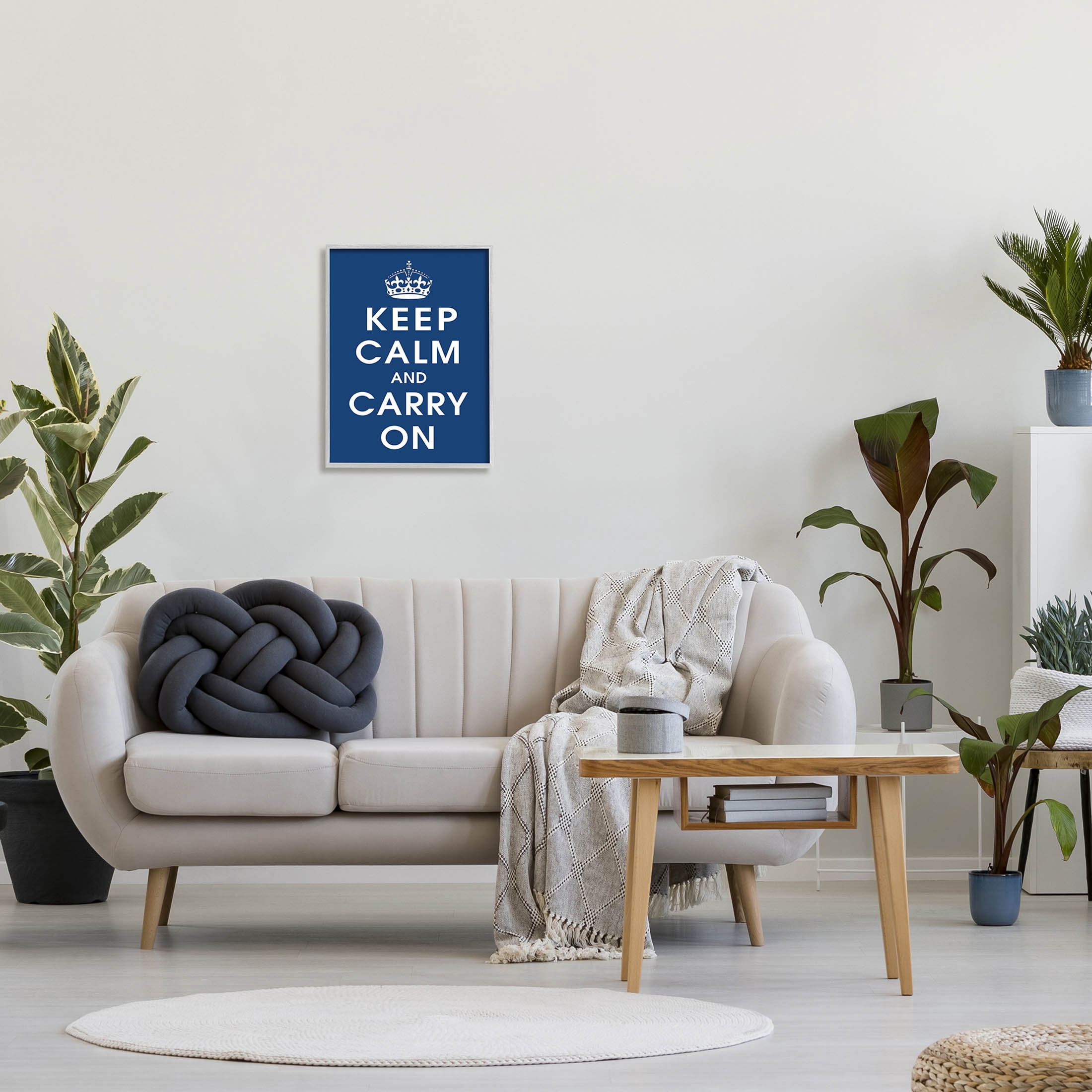 Keep Calm And Carry On Crown Inspirational Graphic Art Gray Framed Art Print Wall Art