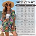 thumbnail image 7 of FKEKYI Tropical Leaf Hibiscus Flower Print Women's Short Set 2 Piece Summer Outfits Open Front Shirt Top & Shorts with Elastic Waist Beachwear Causal Lounge Set Resort Wear, M, 7 of 7