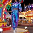 thumbnail image 2 of QHFBli Womens Shiny Metallic 2 Piece Outfits Colorblock Holographic Jogger Long Sleeve Crop Hoodie Sweatsuit Sets, 2 of 5