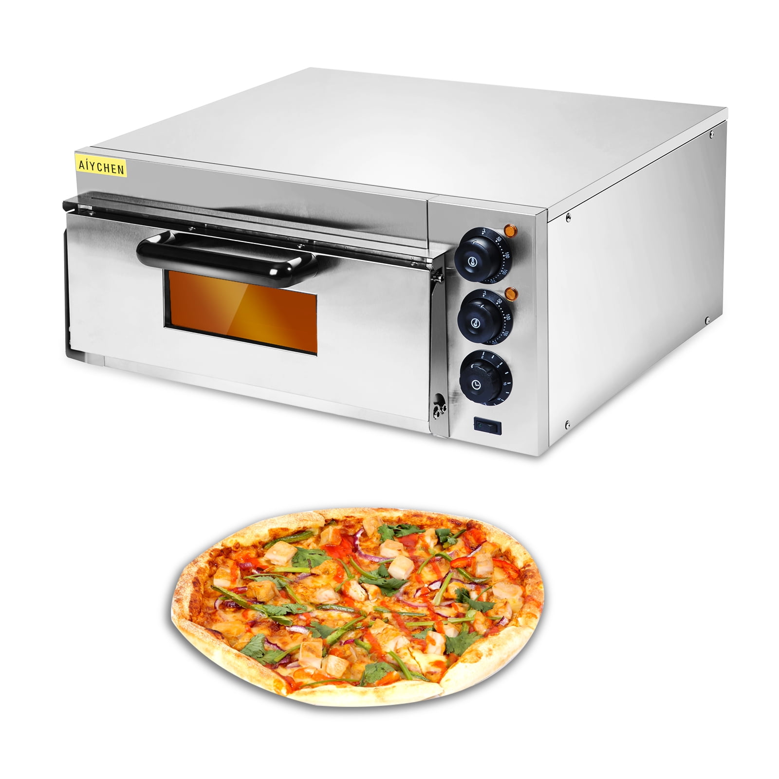 12-14 Pizza Oven Single Layer 110V 2000W Stainless Steel Electric Countertop Pizza Oven Pizza Maker for Restaurant Home Pizza Pretzels Baked Roast Yakitori