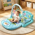 thumbnail image 2 of Fuebueo Baby Gym Kick and Play Piano Gym, Musical Activity Play Mat for Infants, Tummy Time Sensory Development Toy with Hanging Rattles, Blue Shark, 2 of 7