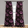 thumbnail image 2 of Dark Jungle Window Curtains, Botany Theme Purplish Tone Flowers Boho with Psychedelic Leaves, Lightweight Decor 2-Panel Set with Rod Pocket, Pair of - 28"x95", Pale Fuchsia Dark Fuchsia, by Ambesonne, 2 of 3