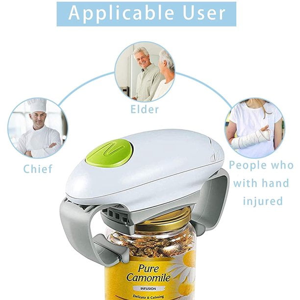 Sinceller Electric Jar Opener, Restaurant Automatic Jar Opener for Seniors with Arthritis, Weak Hands, Bottle Opener for Arthritic Hands