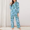 thumbnail image 2 of Pajama Sets for Women 2 Pcs, Lightblue Flower Button Down Long Sleeve Sleepwear Lounge PJ Sets, 2 of 6