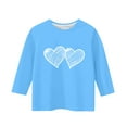 thumbnail image 4 of Bpmpbo Girls' 3/4 Sleeve Valentine T-Shirt Heart Print Round Neck Pullover Casual Top for Big Kids, 4 of 5