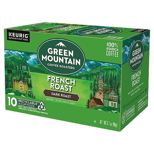Green Mountain Coffee Roasters French Roast Keurig K-Cup Pods, Dark Roast Coffee, 10 Count