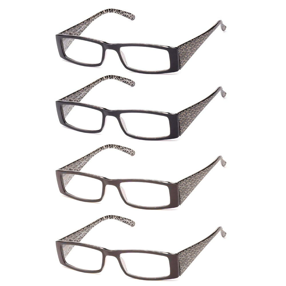 4 Pair Rf9006 Ig Slim Sleek Temple Design Reading Glasses 2 Black And 2 Brown 1 00 Walmart