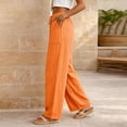 thumbnail image 6 of ClodeEU Women's High Waisted Wide Leg Linen Pants,Casual Elastic Waist Summer Trousers with Pockets Orange,Women's Plus L, 6 of 9