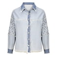 thumbnail image 5 of Lilgiuy Ladies Casual Lapel Sequined Tassel Washed Jacket Denim Jacket，Blue,10 Winter Dresses for 2022, 5 of 5