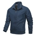 thumbnail image 4 of SWSMCLT Men's Plus Size Lightweight Jacket Full Zip Windbreaker Coat Wind Resistant Plaid Lining Long Sleeve Windproof Rain Raincoat with Pockets Navy 7533 X-Large, 4 of 5