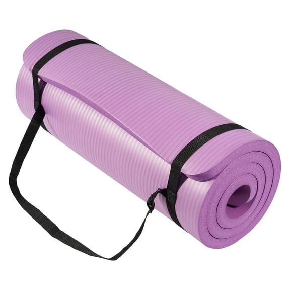 BalanceFrom Yoga Mat, 1" Extra Thick Exercise Pilates Workout Mat, 71"x24", Taro Purple