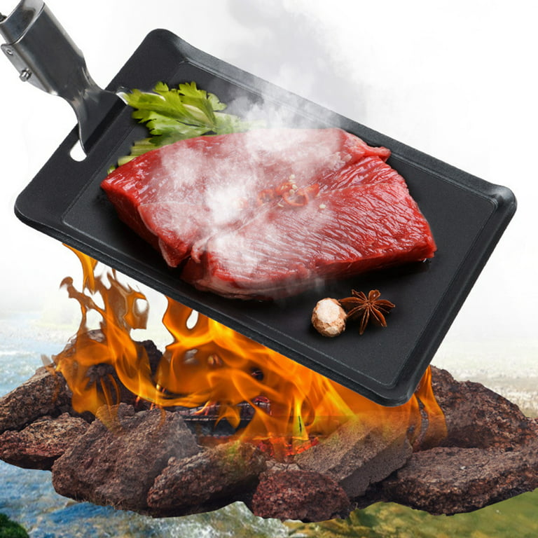 BBQ Grill Pan with Non Stick Coating Rectangular Griddle Barbecue Grilling  Plate for Indoor Outdoor Frying