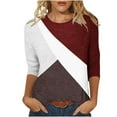 thumbnail image 2 of TIMIFIS Hauts pour Femmes Mi-Long Printemps Automne Imprimés Manches 3/4 Hauts Mode Grande Taille Col Ras du Cou T-Shirts Décontractés Blouses Chemises à Manches Longues pour Femmes Automne, 2 of 4