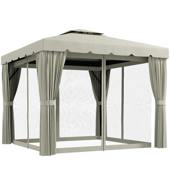 Outsunny 10' x 10' Outdoor Patio Gazebo w/ Sidewalls, Cream White