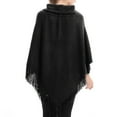 thumbnail image 3 of Summer Clearance Sale! Pitauce Cover Up for Women Solid Color Crochet Poncho Knitting Hooded Button Down Cape Asymmetric Tassel Hem Shawl Lace Up Versatile Wrap, 3 of 4