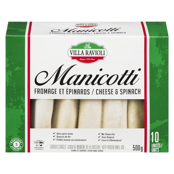Villa Ravioli Manicotti Ricotta & Spinach, Manicotti filled with ...