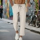 thumbnail image 5 of Pantalones casuales de longitud completa para hombre, con bolsillo y cordón, color sólido, cintura elástica, pantalones cortos para hombre, 5 of 8