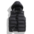 thumbnail image 3 of Atkumj Plus Size Mens Puffer Vest Casual Comfortable Hooded Full Zip Down Vest Fashion Warm Sleeveless Solid Color Puffy Vest with Side Pockets, 3 of 8