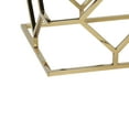 thumbnail image 4 of Leatherette Ottoman with Geometric Metal Base, White and Gold, 4 of 5