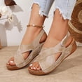 thumbnail image 6 of CYMMPU Women's Cutout Slingback Wedge Sandals, Open Toe Platform Slip On Shoes, Breathable Lightweight Summer Daily Footwear Khaki 43, 6 of 9