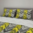 thumbnail image 2 of Yellow and White Comforter & Sham Bedding Set, Herringbone Pattern with Angled Lines Geometric Chevron Zigzags, 3 pcs Duvet Set Microfiber Filling Quilt, 5 Sizes, Yellow Cream Grey, by Ambesonne, 2 of 4