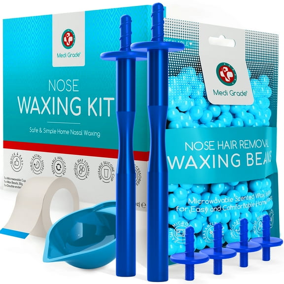Medi Grade Nose Wax Kit for Men and Women | 26 Applications, 2 Reusable Metal Nose Wax Stick, Microwavable Cup and Nose Hair Wax | Eco-friendly Nose Hair Wax Kit for Unsightly, Itchy Nasal Hair