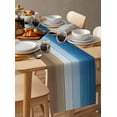 thumbnail image 3 of Ombre Blue Brown Wood Table Runners 120 Inches Long, Cotton Linen Fabric Table Runner Dresser Scarf, Gradient Country Rustic Grain Tablerunner for Party/Kitchen/Dinner/Wedding Decor 13''x120'', 3 of 7