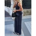 thumbnail image 5 of Women'S Polka Dot Print Halter Peplum Top & Wide Leg Pants 2 Piece Outfit Set, 5 of 9