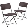 thumbnail image 1 of 2 Pk. HERCULES Series Brown Rattan Plastic Folding Chair with Gray Frame, 1 of 9
