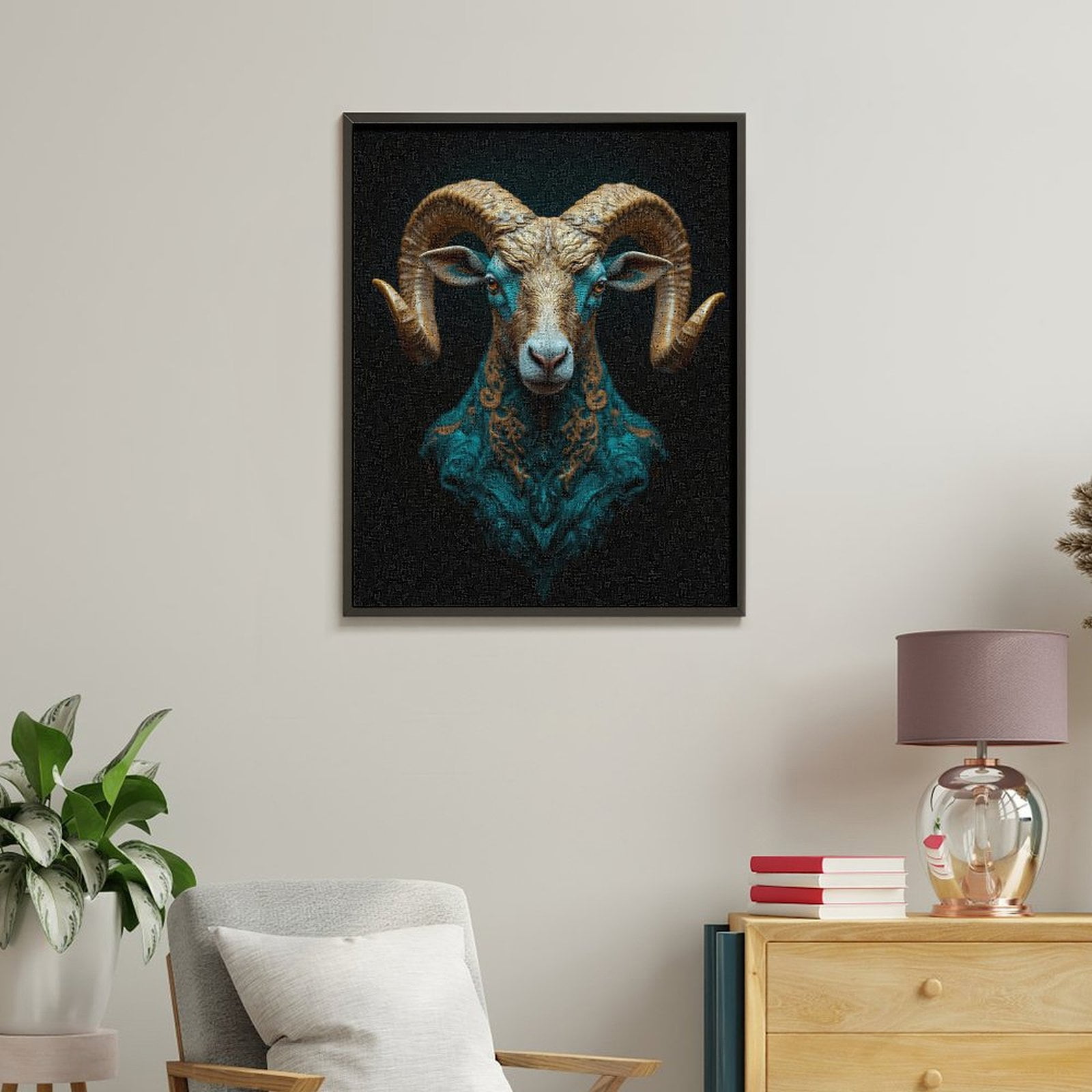 Paint By Numbers Kit for Adults Beginner - DIY Majestic Ram Artistic Portrait Canvas Painting Kits for Adults, Frameless Paint By Number for Adults for Home Wall Decor 16x20 Inch