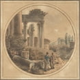 thumbnail image 2 of Victor-Jean Nicolle 15x15 Black Ornate Wood Framed Double Matted Museum Art Print Titled - Fantasy View of the Roman Forum, 2 of 5