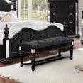 Bowery Hill 20" Traditional Wood Tufted Bedroom Bench in Black ...