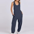 thumbnail image 2 of QATAINLAV Ofertas Flash Del Dia Womens Overalls Jumpsuits Loose Casual Dressy Harem Pants Solid Color Sleeveless Jumpers Romper with Pockets 2025 Fashion Summer Outfits Navy XL, 2 of 8