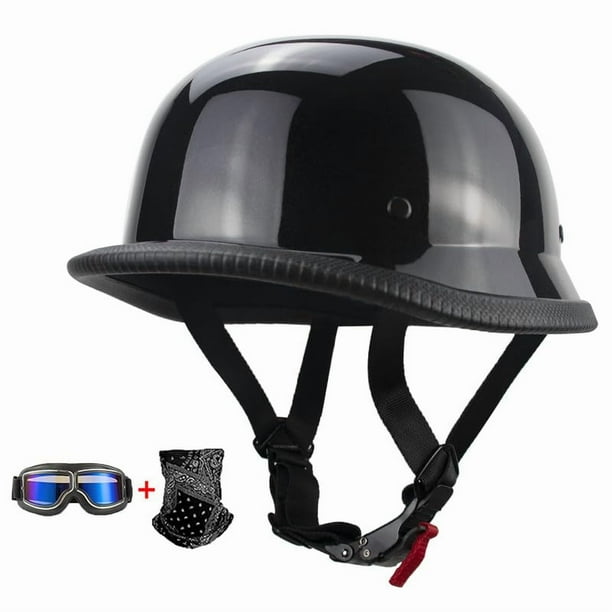 Casco de moto WMOOMW, gorra fina con forma de calavera, medio retro, brillante, XL